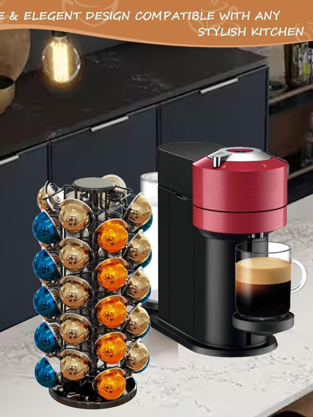 Coffee Pods Holder Organizer, 360 Degrees Revolving Pod Carousel Compatible for - Picture 6 of 9